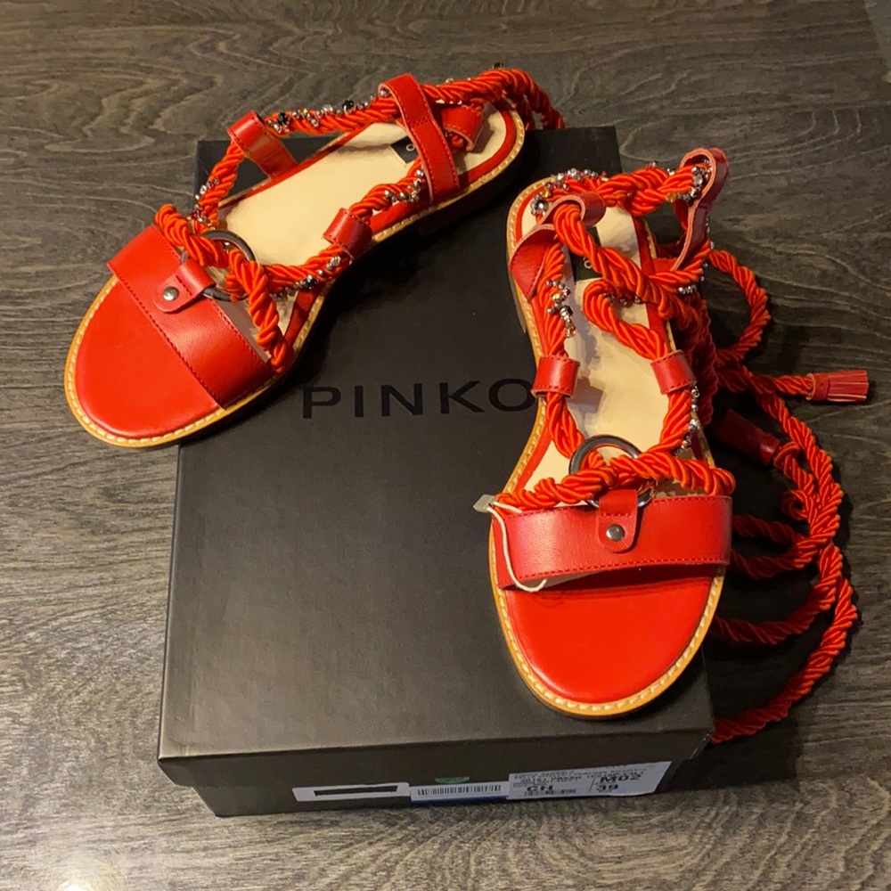 Amazing summer wrap up sandals (new) Also have matching bag!